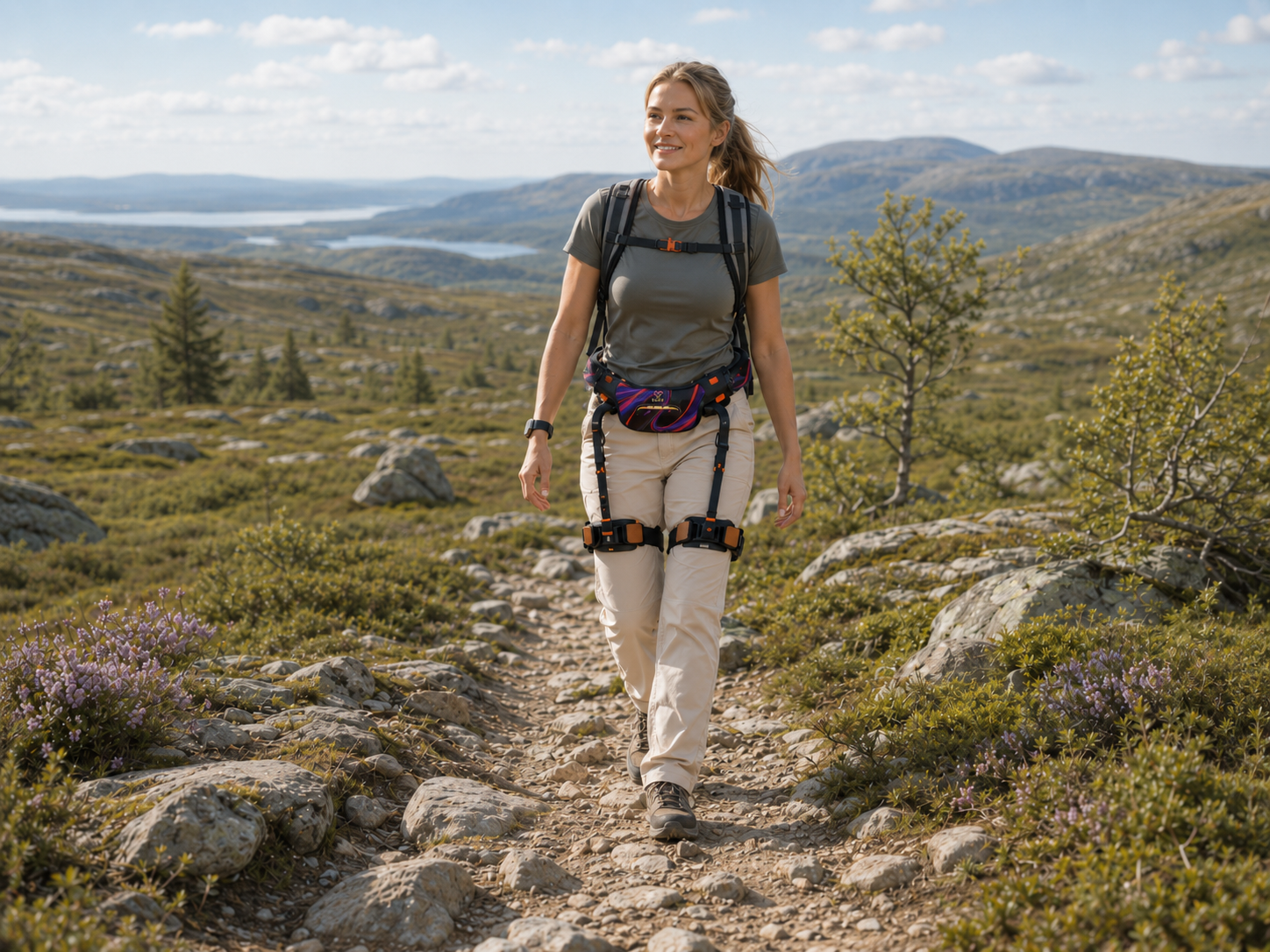 Aktiv person med Exosteg Aktiv i skandinavisk bergsmiljö